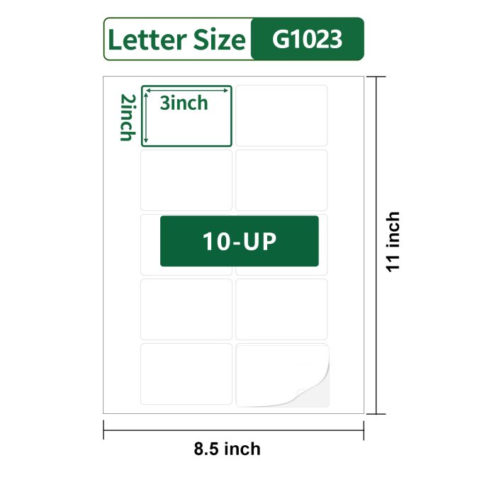 Gemsroyal 2"×3" Labels Printable White Matte,40 Sheets,10-UP,3×2 Stickers for Laser/Inkjet Printers,3"×2" Product &Shipping Labels,US Letter Size