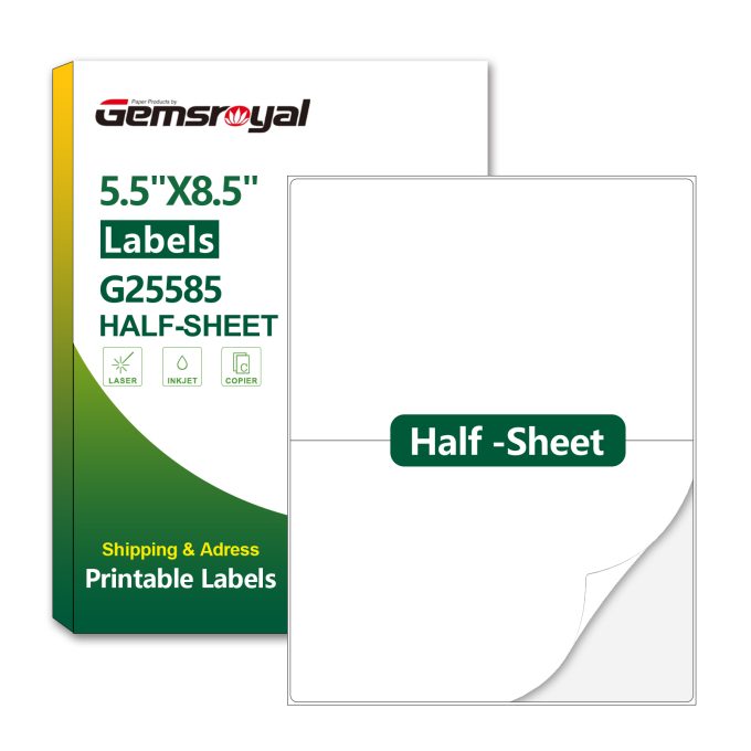 Gemsroyal Labels are Made with Avery World-Class Raw Materials,Shipping and Address Sticker Paper for Laser/Inkjet Printers,Matte White Adhesive Labels,fully Compatible with the Templates of Avery 5165、5265、8165,Large Labels,US Letter Size