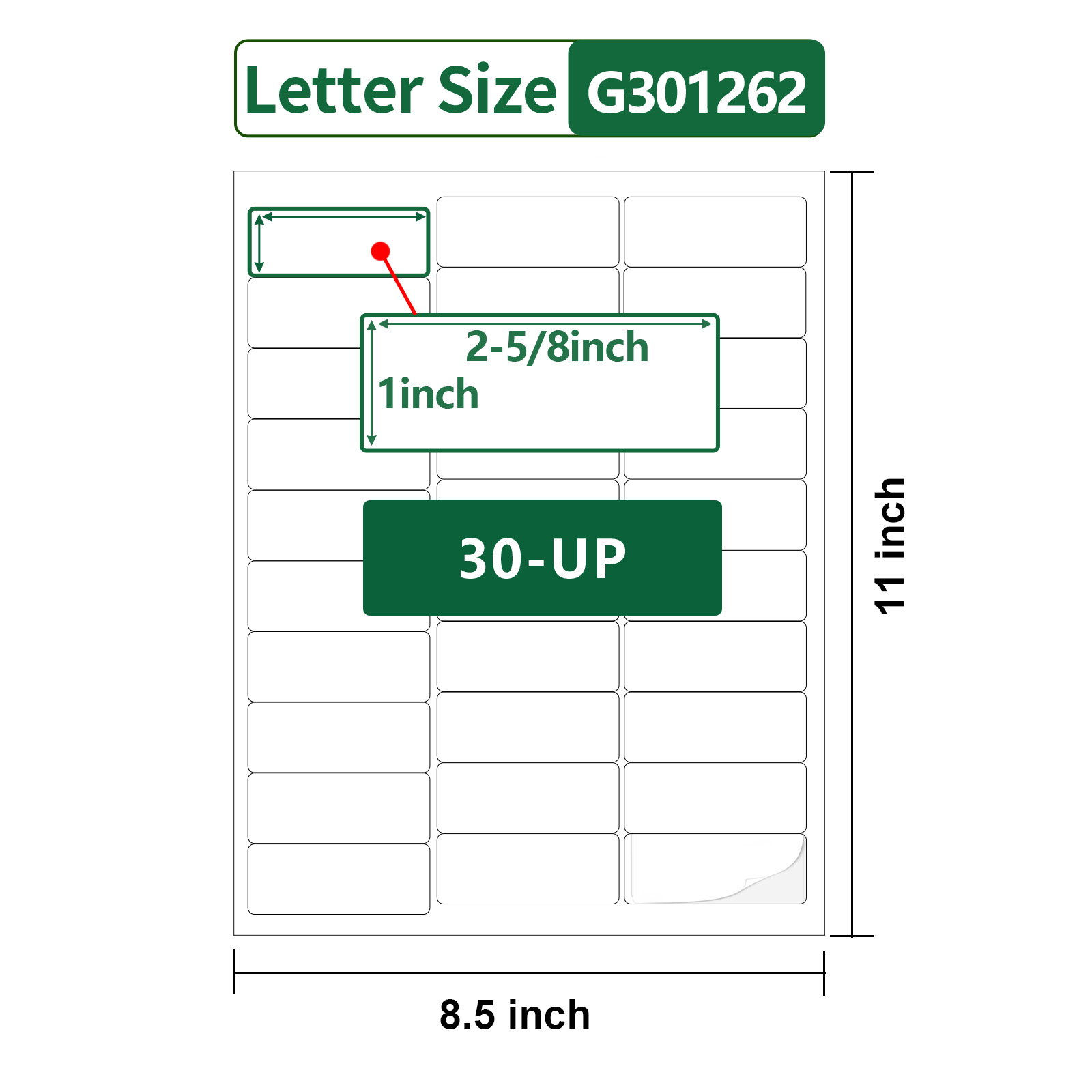 Gemsroyal Address Labels for Laser/Inkjet Printers,1”×2-5/8",40 Sheets,1200 Blank Stickers, Mailing Labels for Envelopes,30 per Sheet Printable Address Stickers,Letter Size