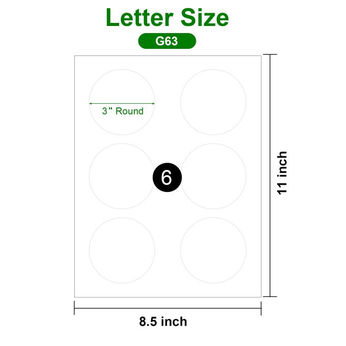 Gemsroyal 3 Inch Round Labels Printable White Matte,40 Sheets,6 Circles ...