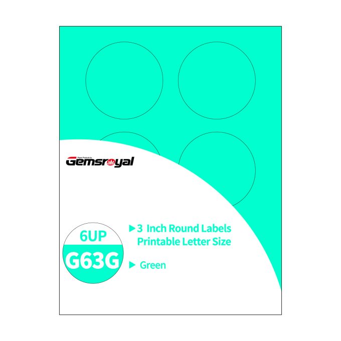 Gemsroyal 3 Inch Green Round labels ,20 Sheets,6 Circle Stickers per Sheet, 3 Inch Green Color Coding Labels for Laser/Inkjet Printers,Colorful Dot Stickers 3" Diameter,Letter Size
